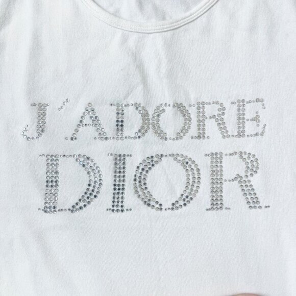 Authentic Christian Dior J'Adore Dior Rhinestones Galliano Tank Top Shirt 38 - Picture 3 of 6